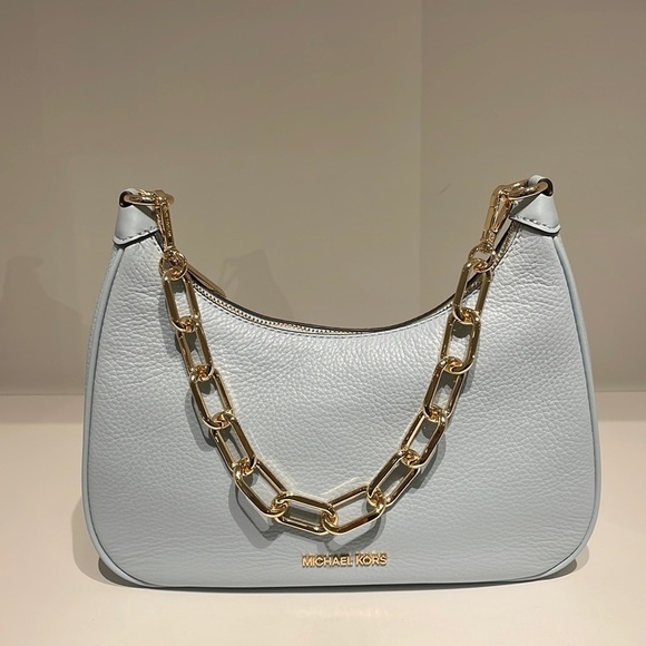 Cora Large Pebbled Leather Chain-Link Crossbody Bag - Picture 3 of 11